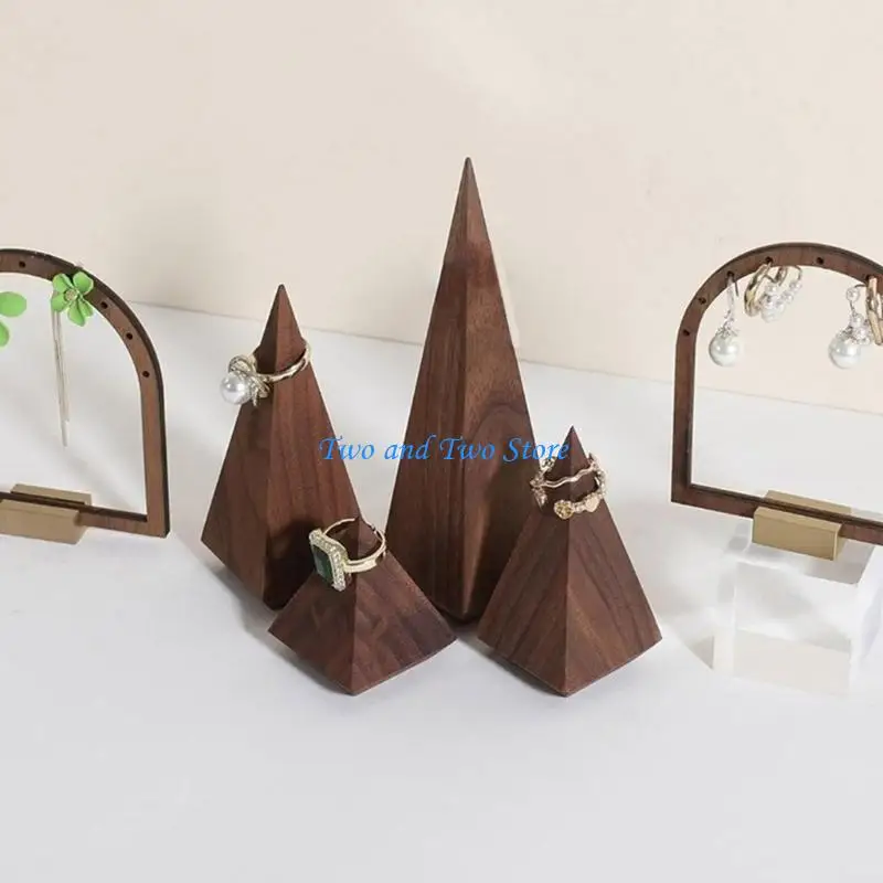 

HX6F Set of 4 Walnut Rings Holder Rings Jewelry Organizers for Women's Rings