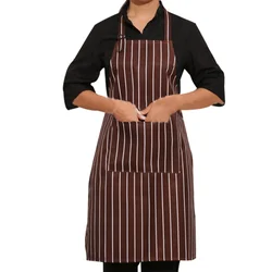 Adjustable Half-length Adult Apron Striped Restaurant Chef Apron Outdoor Camping BBQ Picnic Kitchen Cook Apron With 2 Pockets