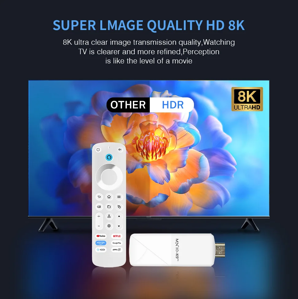 MX10-K9PRO عصا تلفاز ذكية صغيرة أندرويد 13 h618 ATV 4K HD TV box 2.4/5G WiFi TV استقبال لمشغل وسائط Google YouTube Netflix
