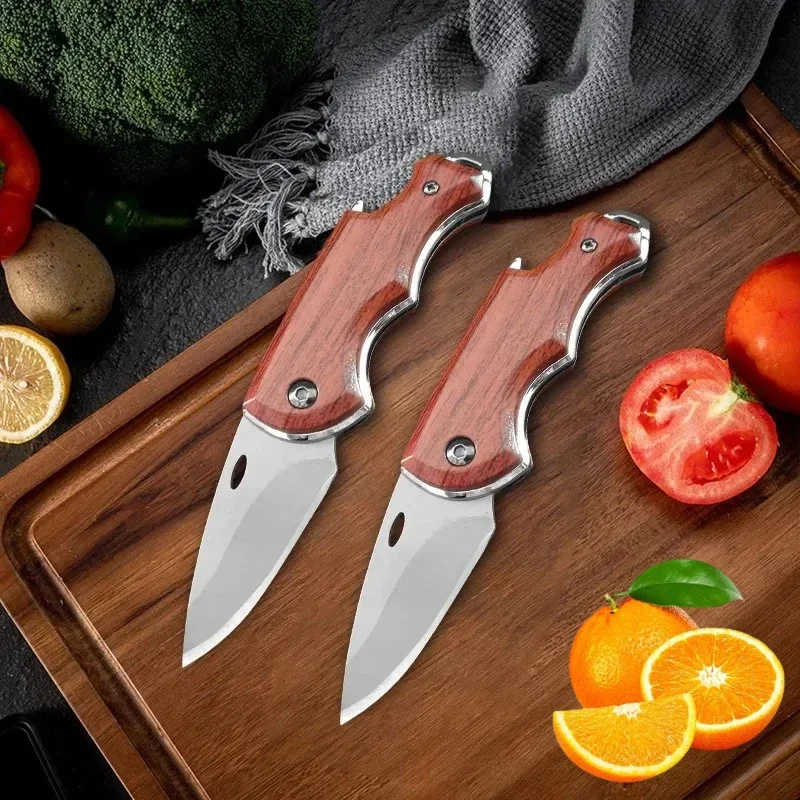 New Stainless Steel Folding Kitchen Knife, Portable Pocket Knife, Forging Butcher's Meat, Meat, Fruit, Barbecue Plastic Handle