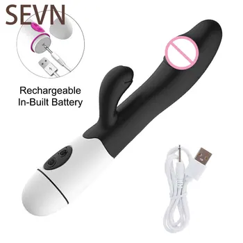 30-speed G-spot vrouwelijke vibrator Krachtige dildo Rabbit-vibrator voor vrouwen Clitoris Stimulatie Massage Masturberen Volwassen seksspeeltjes