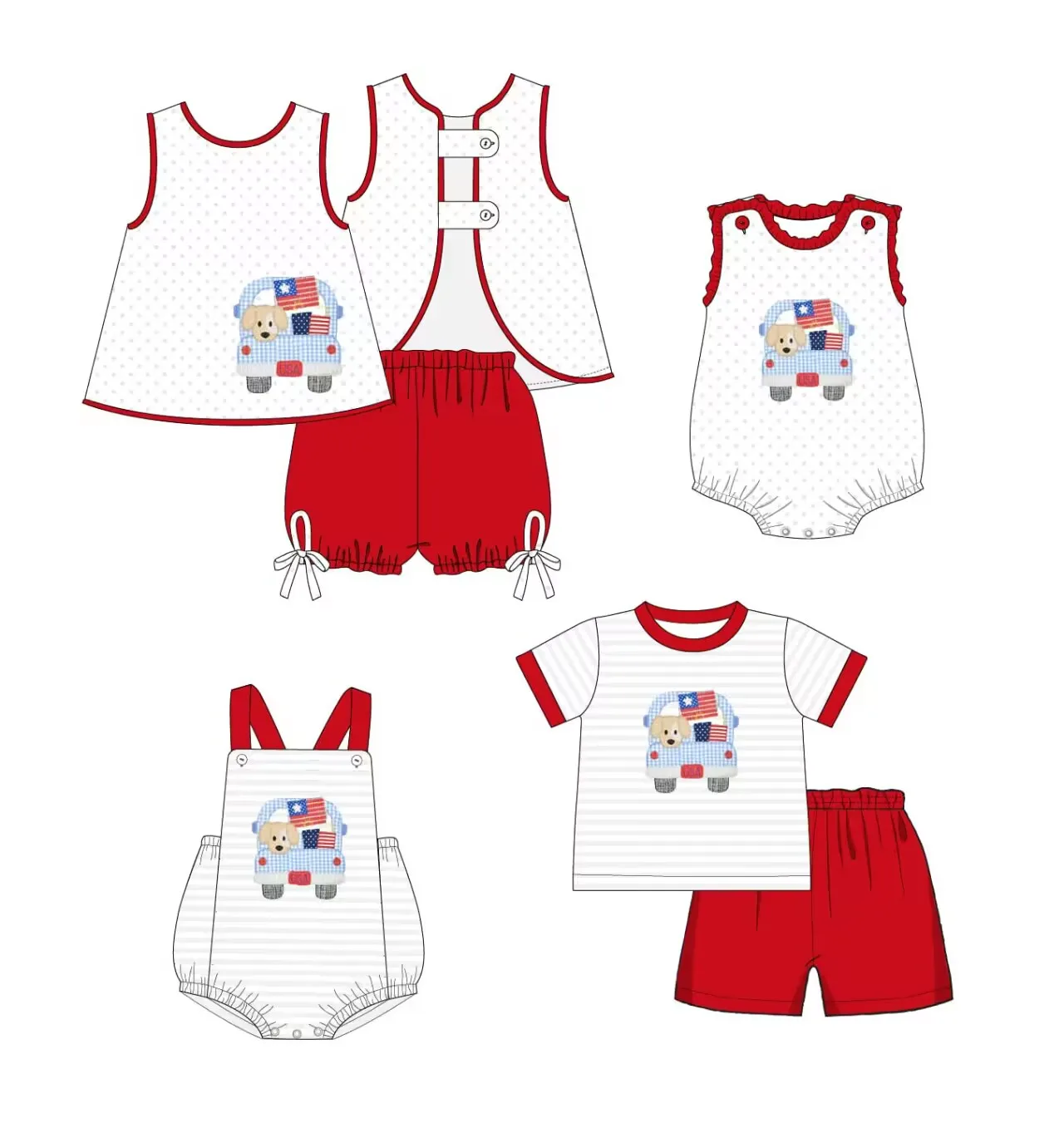 

New style Independence Day costume flag print baby boy summer clothes girls boutique clothes matching set for boy and girl