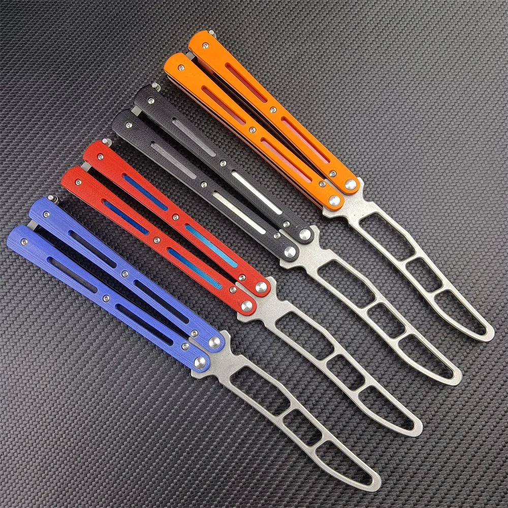 

Top Quality Balisong Practice Butterfly Training Knife 440C Blade G10 Handle Folding Pocket Knives for Outdoor Game EDC Tool