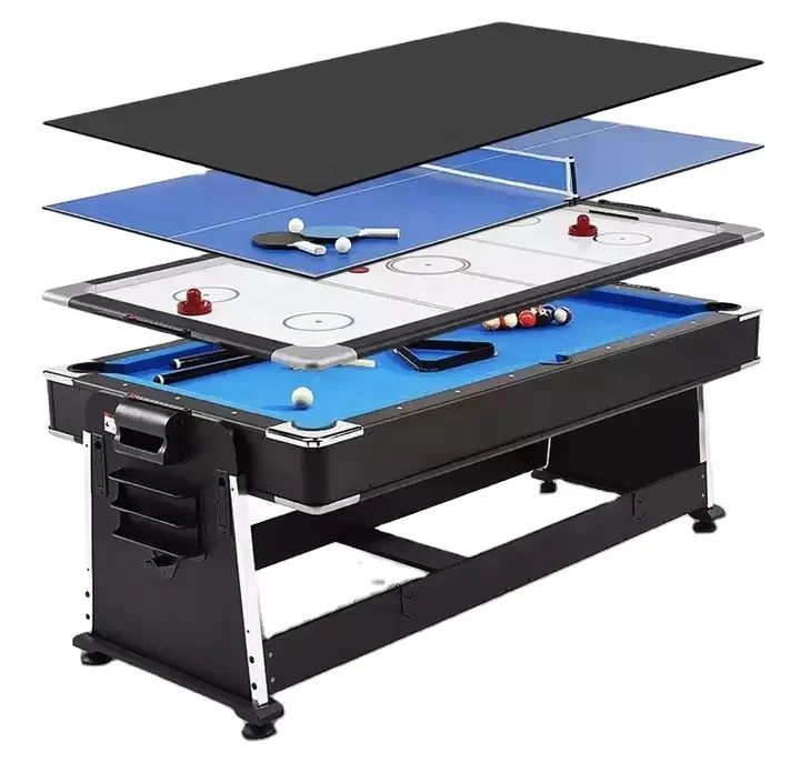 Factory Wholesale 4 in 1 7ft Multi Function Table Air Hockey Table Tennis With Dinning Top Snooker Billiard Pool Table