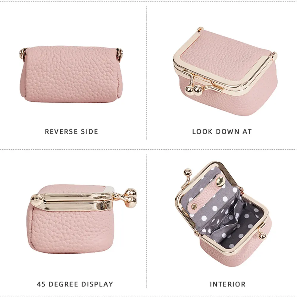 Baellery couro genuíno novo mini carteiras de moedas femininas simples curto moeda bolso anel colar caixa feminina bolsa de moedas