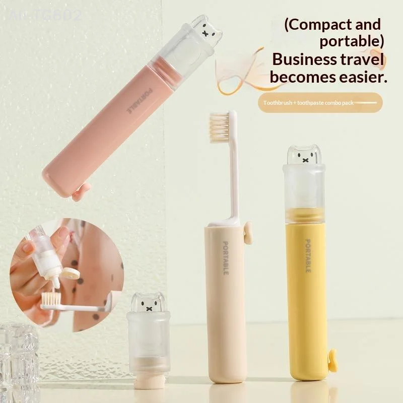 1 Piece - Convenient Toothbrush Travel Container, 2-in-1 Folding Toothbrush Set - Small And Convenient - Essential For Business