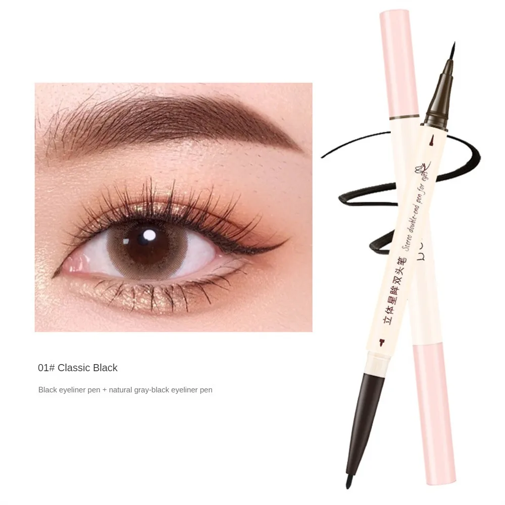 Dauerhaft und widerstands fähig gegen Schwindel Doppelkopf Eyeliner flüssiger Stift glatter Stift ohne blühendes Augen Make-up Augen Make-up