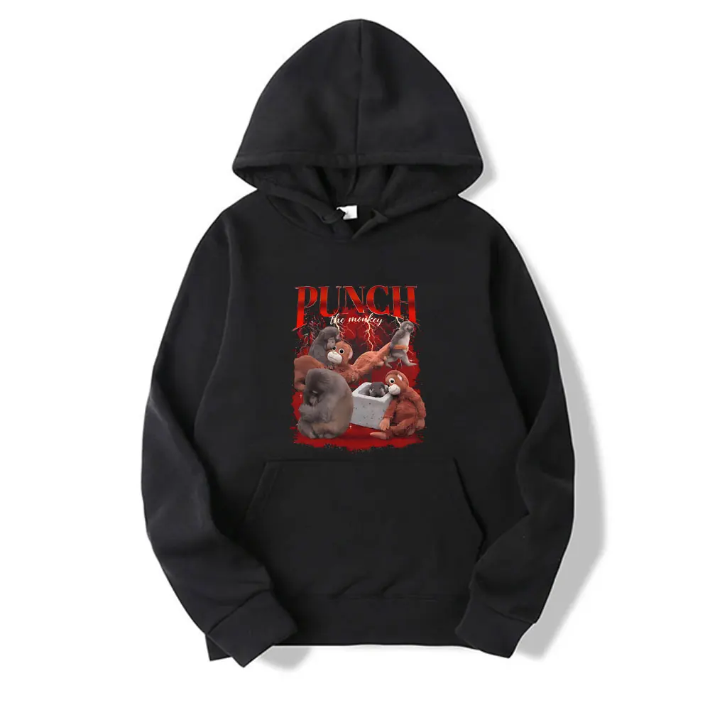 

Monkey Punch with An Orange Toy Funny Meme Graphic Hoodie Men Women Casual Oversized Sweatshirt Unisex Vintage Pullover Hoodies