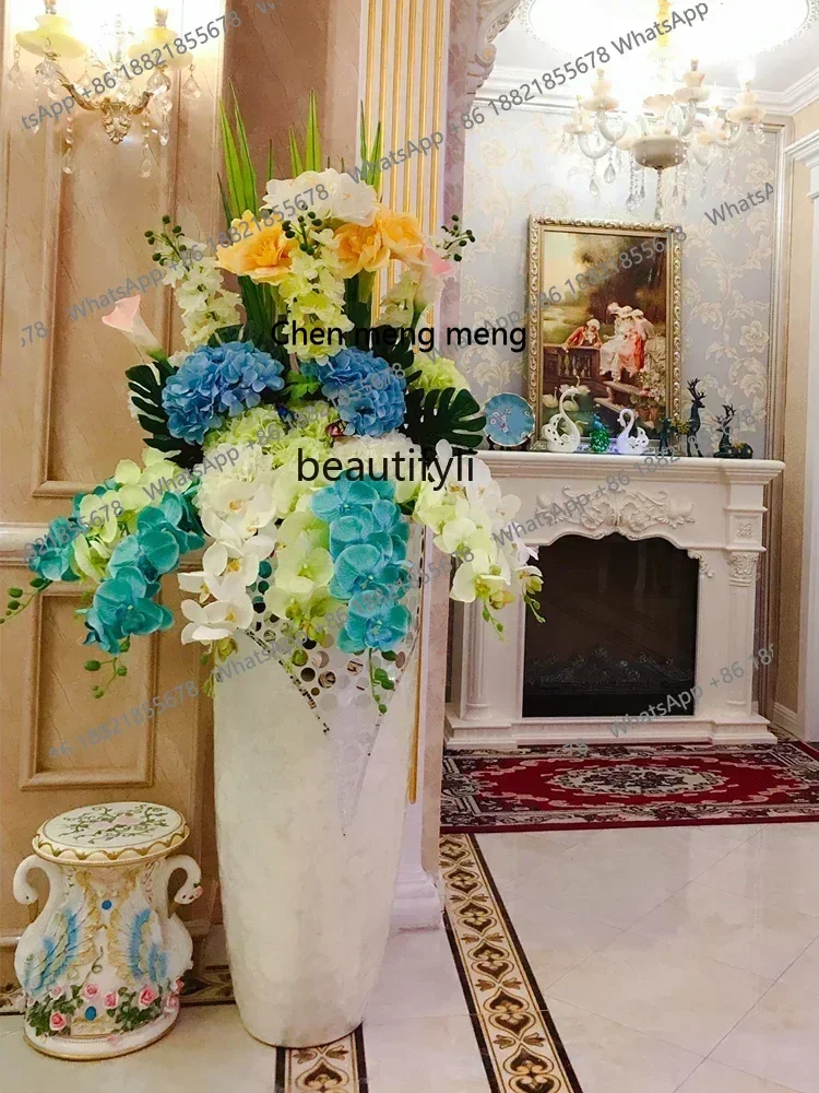 New arrive European-Style Large Floor Vase High-Grade Decoration Artificial Artificial Flower Living Room Large Vase