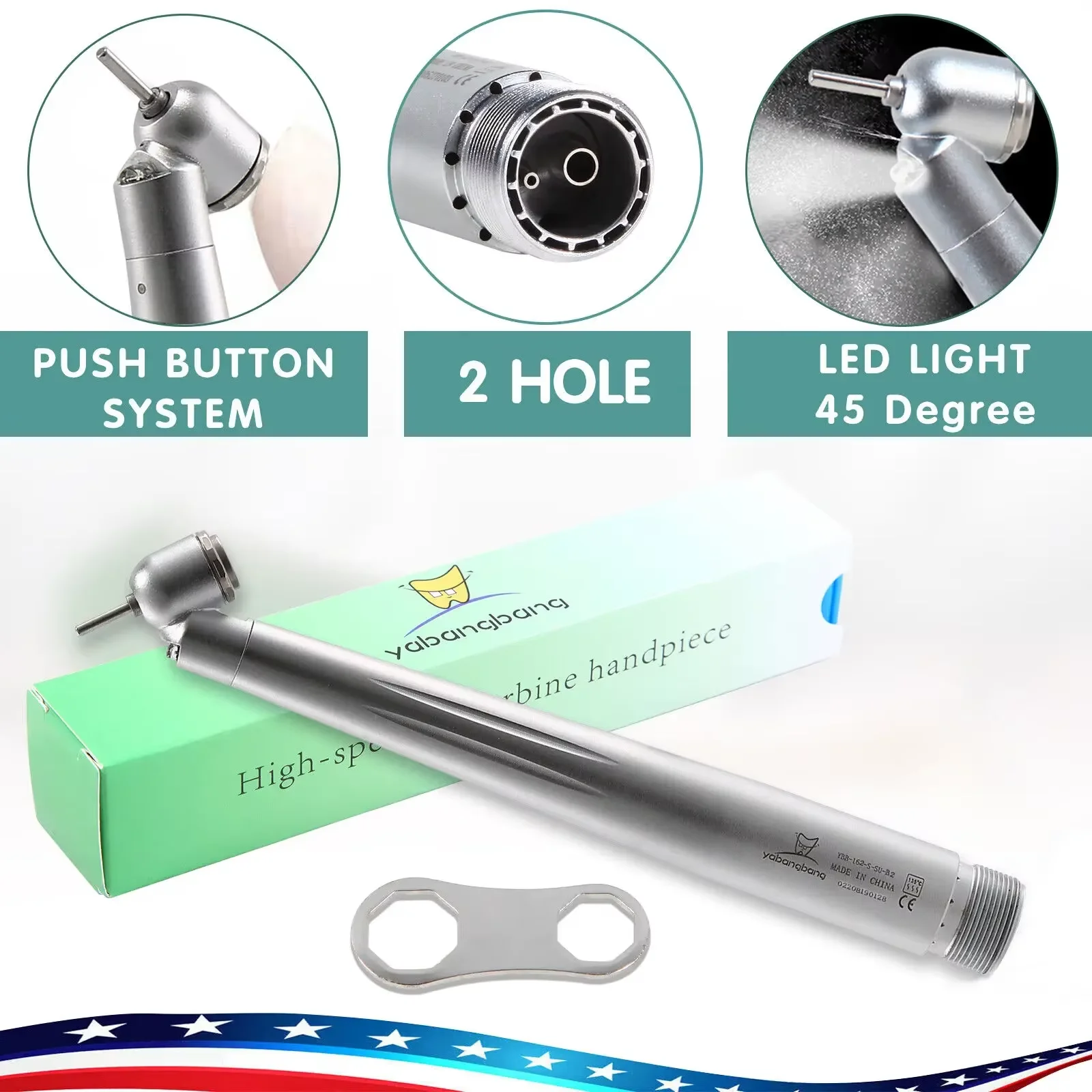 الأسنان الألياف البصرية LED 45 درجة الجراحية قبضة يد بسرعة عالية مولد إلكتروني دفع زر التوربينات 2/4 حفرة صالح Nsk/Kavo #4