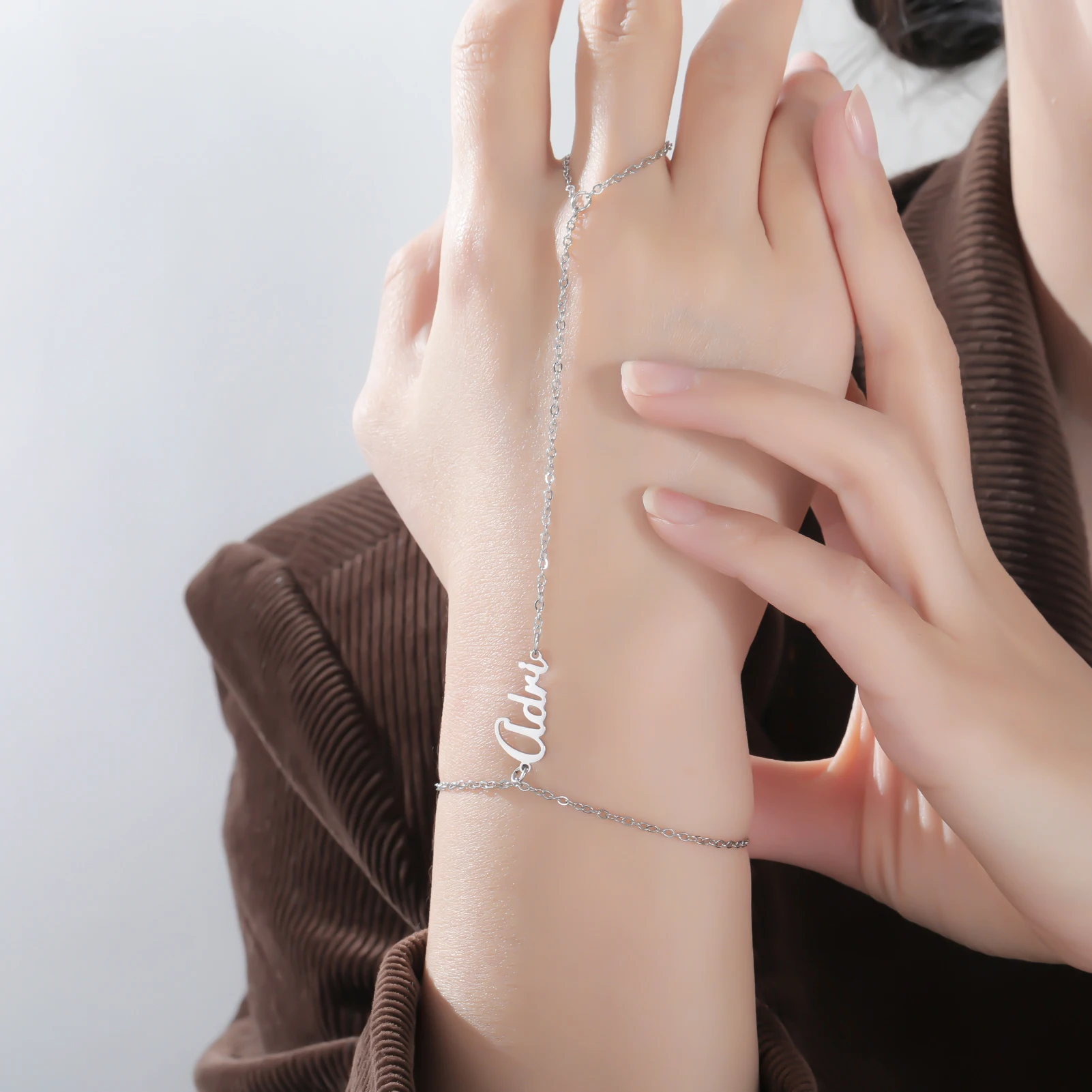 اسم مخصص فنجر سوار النساء الفتيات مجوهرات من صلب لا يصدأ أمي الاتجاه شخصية اسم قلادة عيد ميلاد 2026 هدايا السنة الجديدة #3