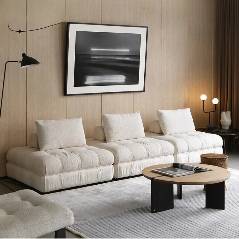 Wabi Sand Wind Cream White Module Tofu Block Single Combination Designer Replica Fabric Sofa