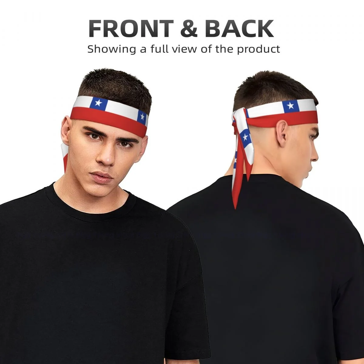Chile Flag Head Tie Sports Headband Athlete Sweatbands Head Wrap For Working Out Running Yoga