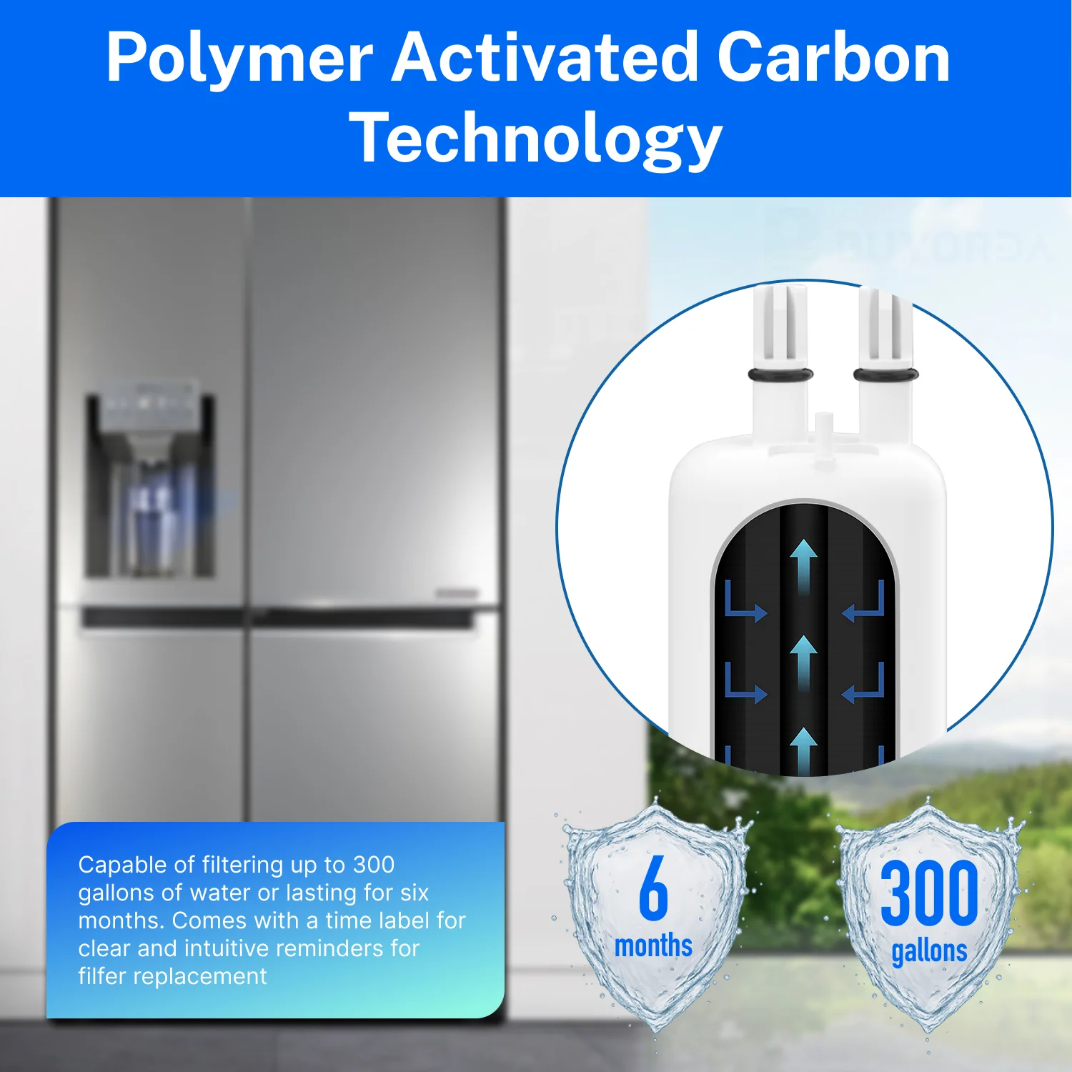 W10295370A فلتر مياه بديل متوافق مع for Everydrop Filter 1 لـ for Whirlpool EDR1RXD1 P8RFWB2L 469930 469081 عبوة 6 قطع