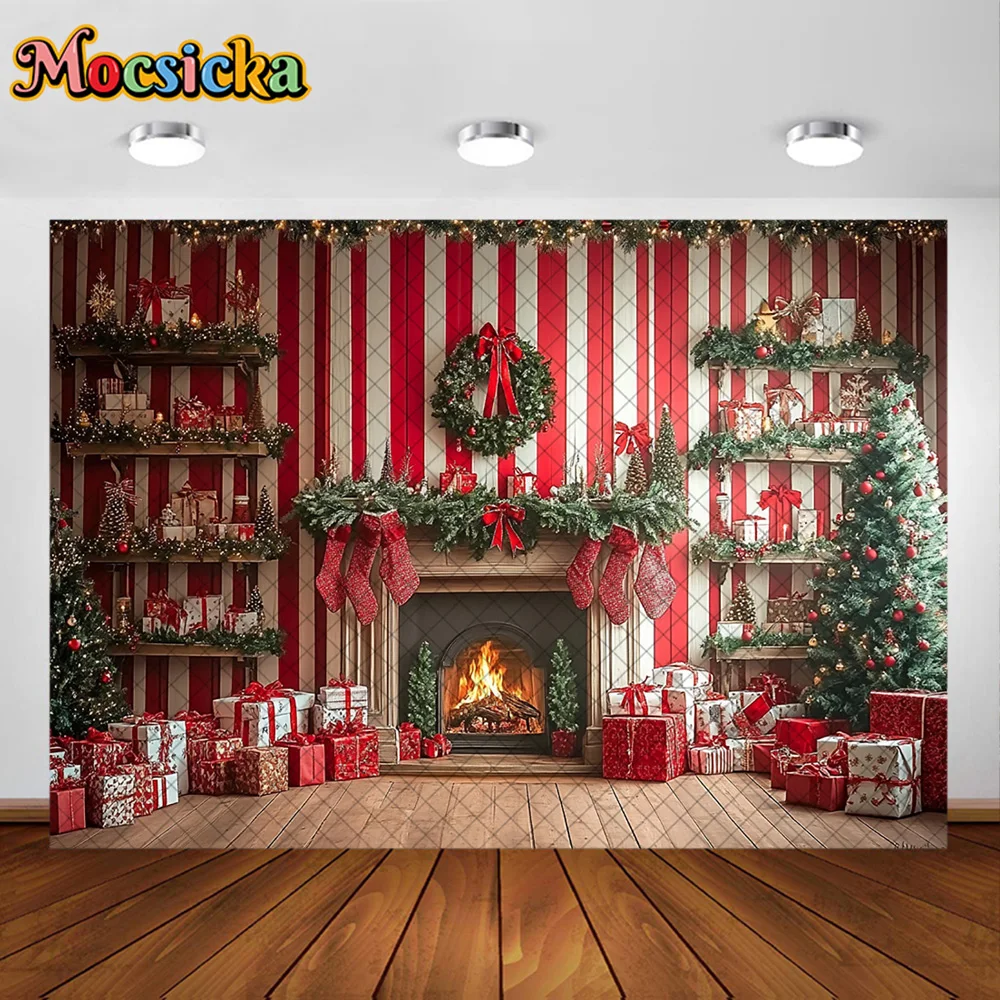 Mocsicka التصوير خلفية هدية الكريسماس الموقد غرفة الديكور الأسرة عيد الميلاد عطلة صورة الخلفيات للصور