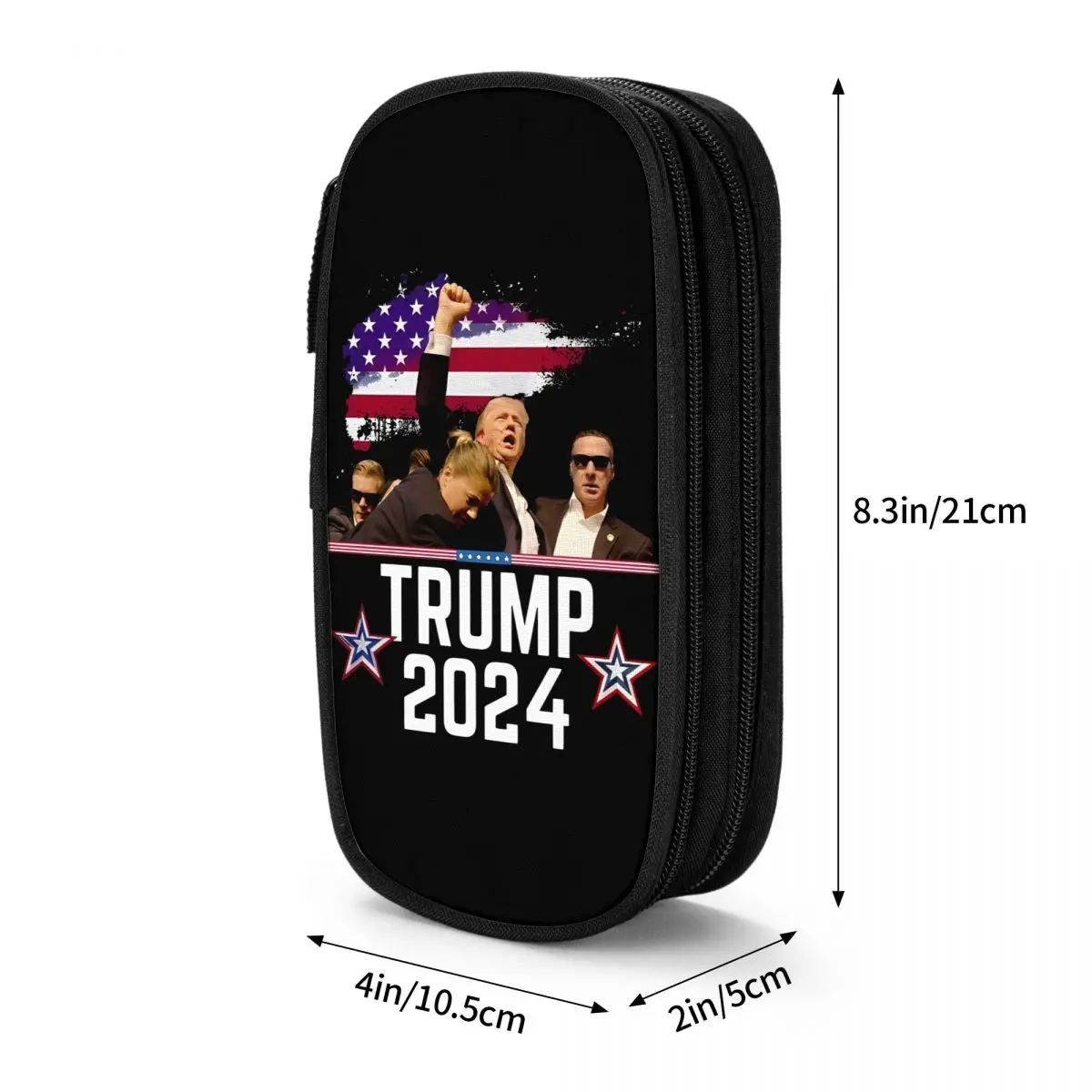 Large Capacity Pen Box Shooting At Trump Rally Merch 2024 President Election Double Layer Pencil Box Makeup Bag Perfect Gifts