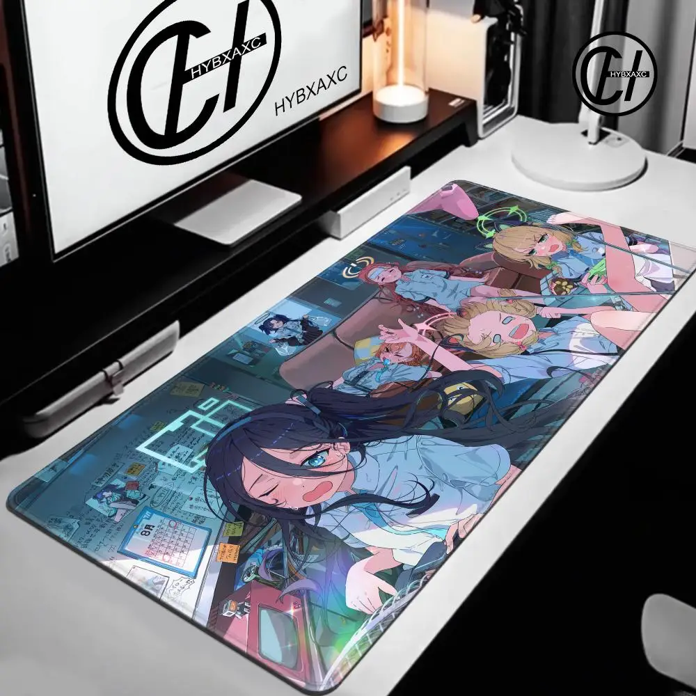 Large Sorasaki Hina Hifumi Mouse Pad Cute HD Desk Pad Extended Gaming Keyboard Mats Large 100x50cm XXL Blue Archive Mousepad