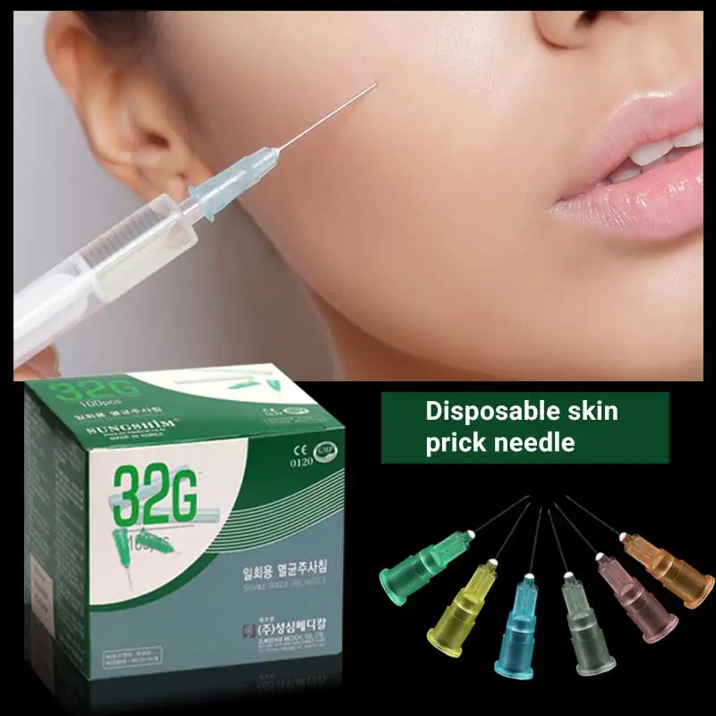 Aguja pequeña indolora desechable, microplástico, inyección, cosmética, estéril, quirúrgica, 34G, 4mm, 2,5mm, 32G, 4mm, 30G, 31G