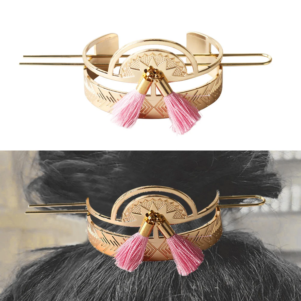 

Hollow Out Red Tassel Hair Sticks for Women Fashion Jewelry Female Bridal Hair Accessories Boho Bun Golden Hair Pin Halloween Gi