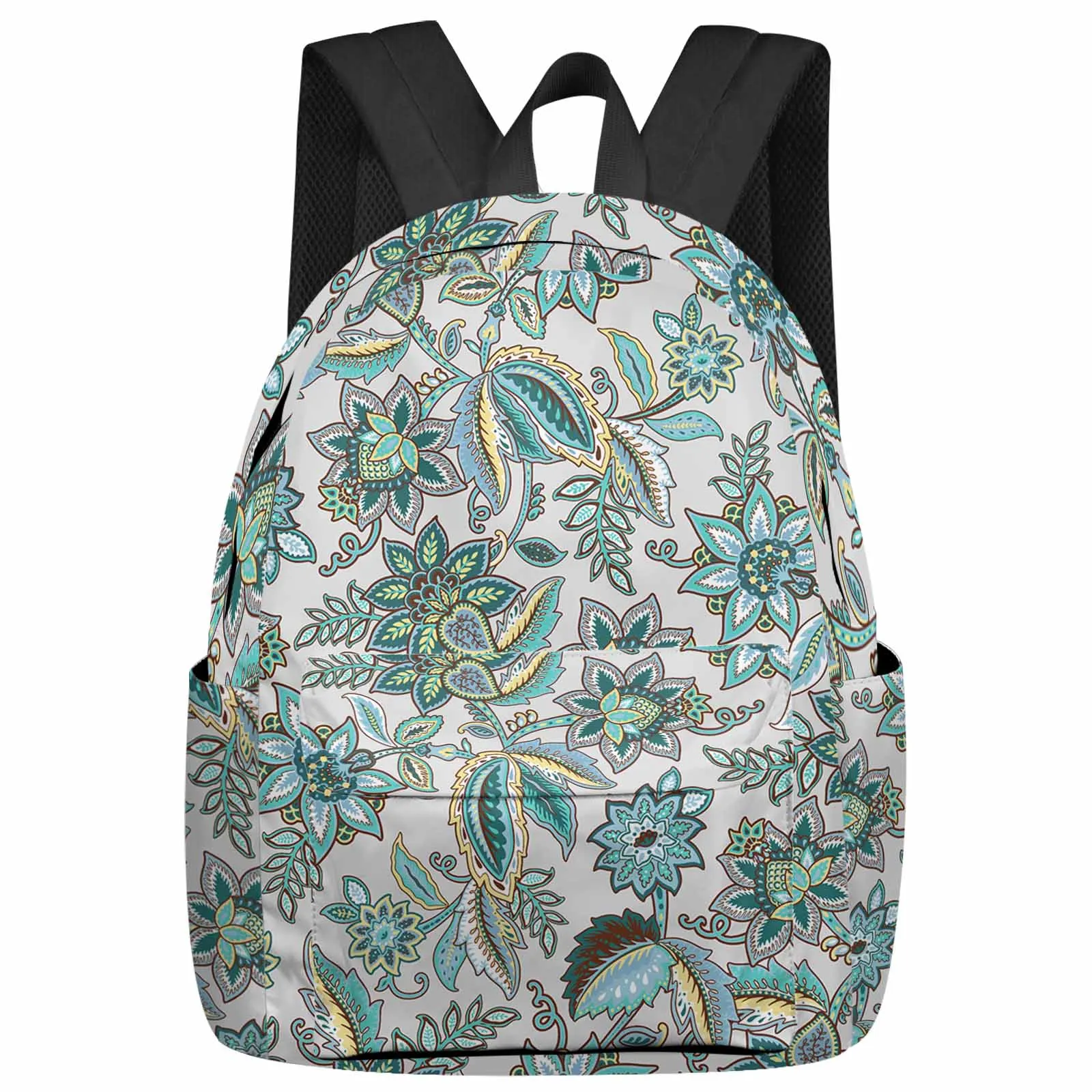 Abstract Ethnic Flower Leaves Vintage Turquoise Backpacks Teenagers Student School Bags Laptop Custom Backpack Men Women Travel