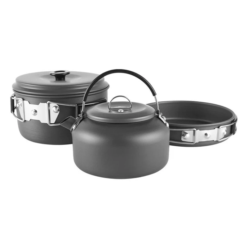 2-3 person set pot outdoor camping lightweight cooker kettle picnic pot equipment aluminum pot kitchen utensils