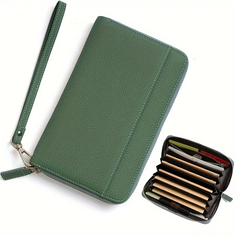 

Solid Color Minimalist Clutch Wallet, Zipper Around Coin Purse, Portable Versatile Credit Card Holder