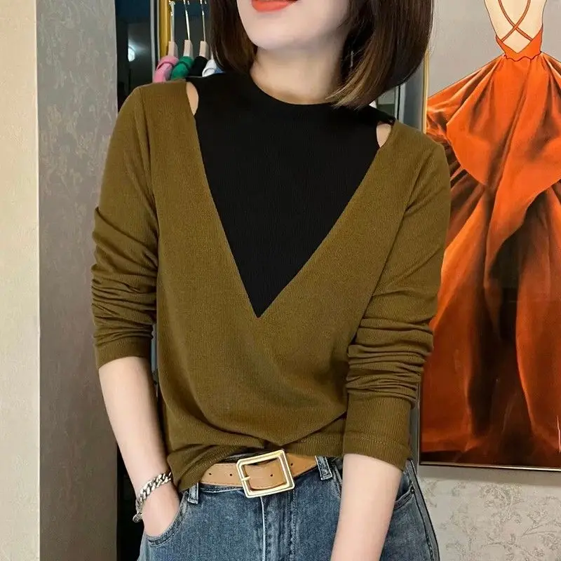 

Base Shirt Long-sleeved T-shirt Spring New Off-shoulder Design Fashionable Korean Style Fashionable Versatile Slim Top