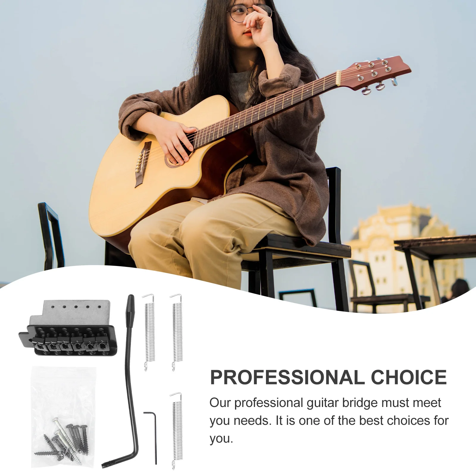 

Left Handed 6 String Flat St Tremolo Bridge Black Single Replacement Guitar Accessories Parts Ga206 Screw-in Arm