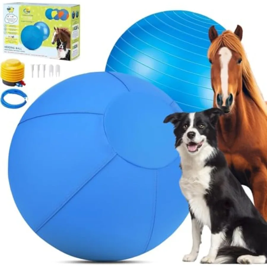

Herding Ball for Dogs - 25" Medium Herding Ball with Anti-Burst Cover and Pump Outdoor Dog Exercise Toy for Australian Shepherd