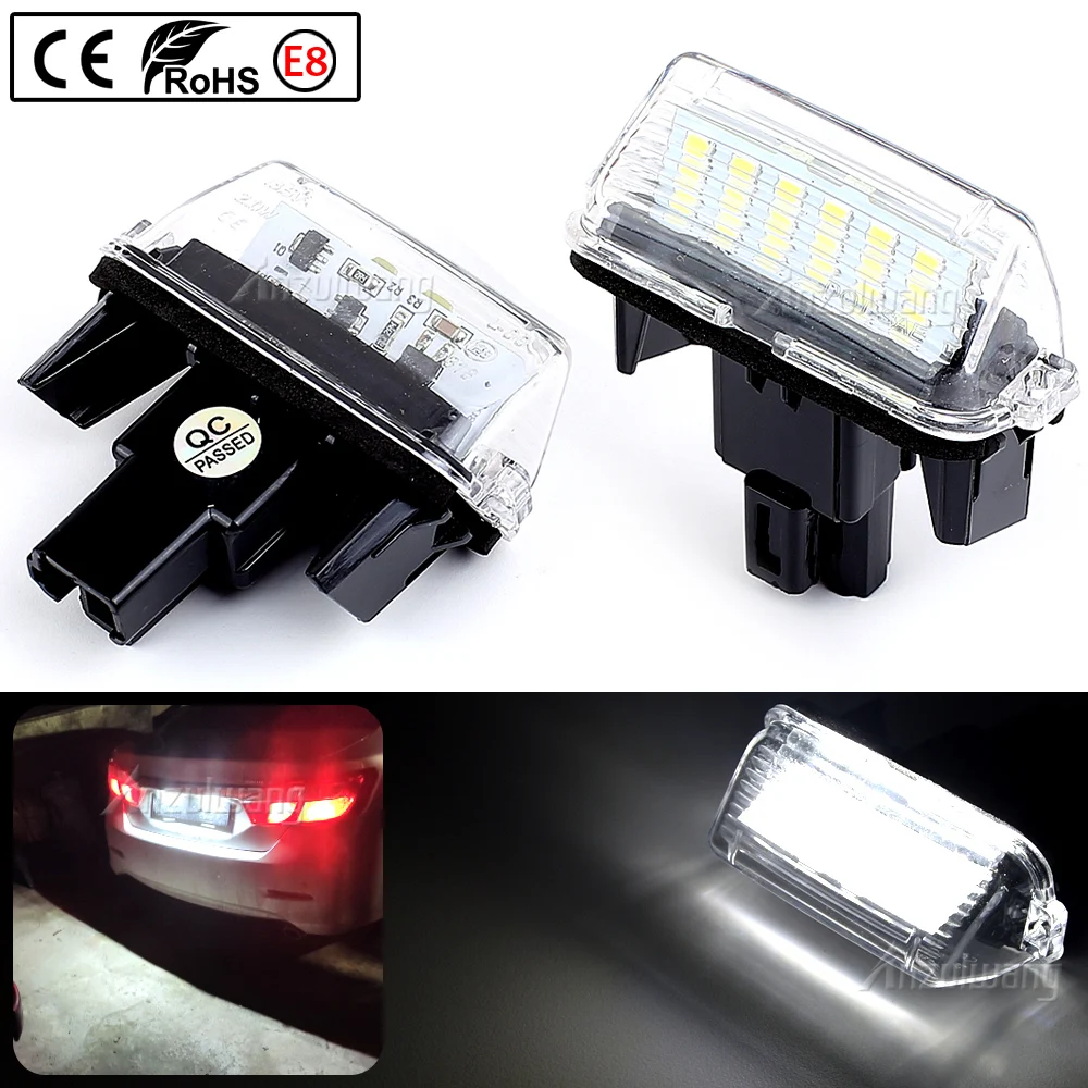 2pcs Car License Plate Lights White Error Free LED Number Lamps For Toyota Corolla Camry Yaris Prius C Ractis Verso Vitz Avensis