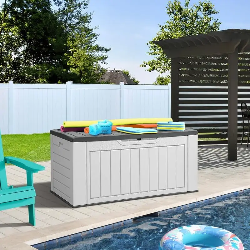 XL 160 Gallon Large Deck Box, Waterproof Outdoor Storage Box for Patio Furniture Cushions, Garden Tools and Pool Supplies