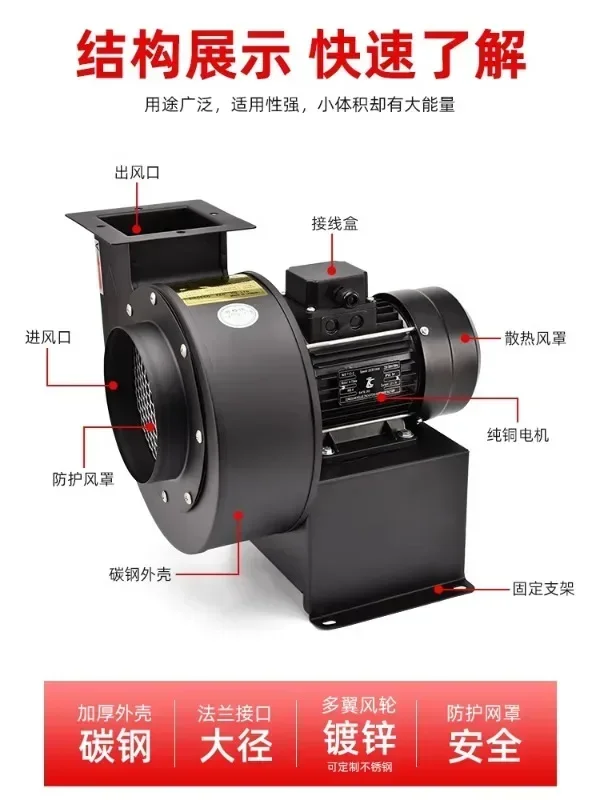 Centrifugal fan 220v small strong industrial exhaust  cross flow fan pipeline centrifugal fan snail