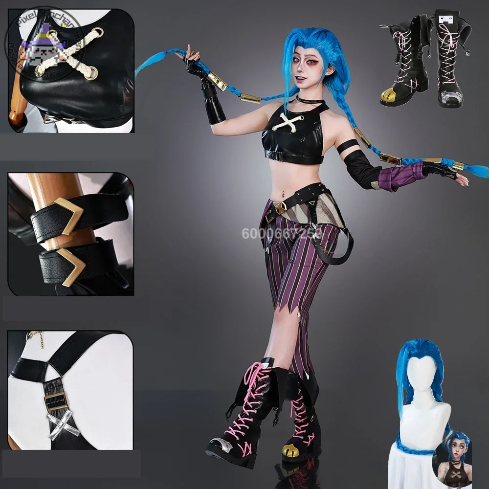 

LOL Jinx Cosplay Costume Anime LOL Arcane Jinx Cosplay Uniform Outfits Halloween Carnival Suit Custom Halloween Cos Comic-Con