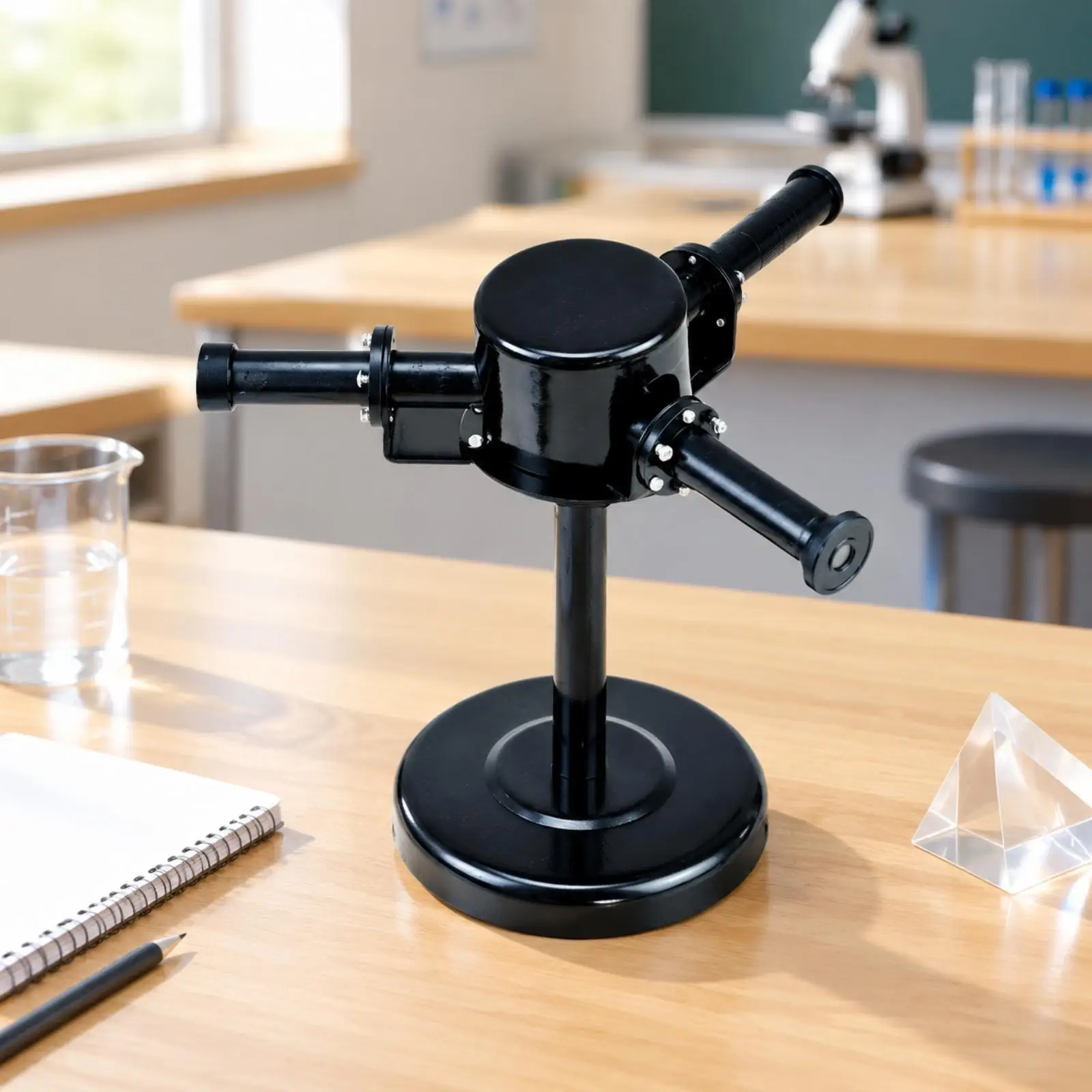 Optical Prism Spectroscope for Student Physics Lab Crystal Light Diffusion Spectrum Viewer with Metal Stand