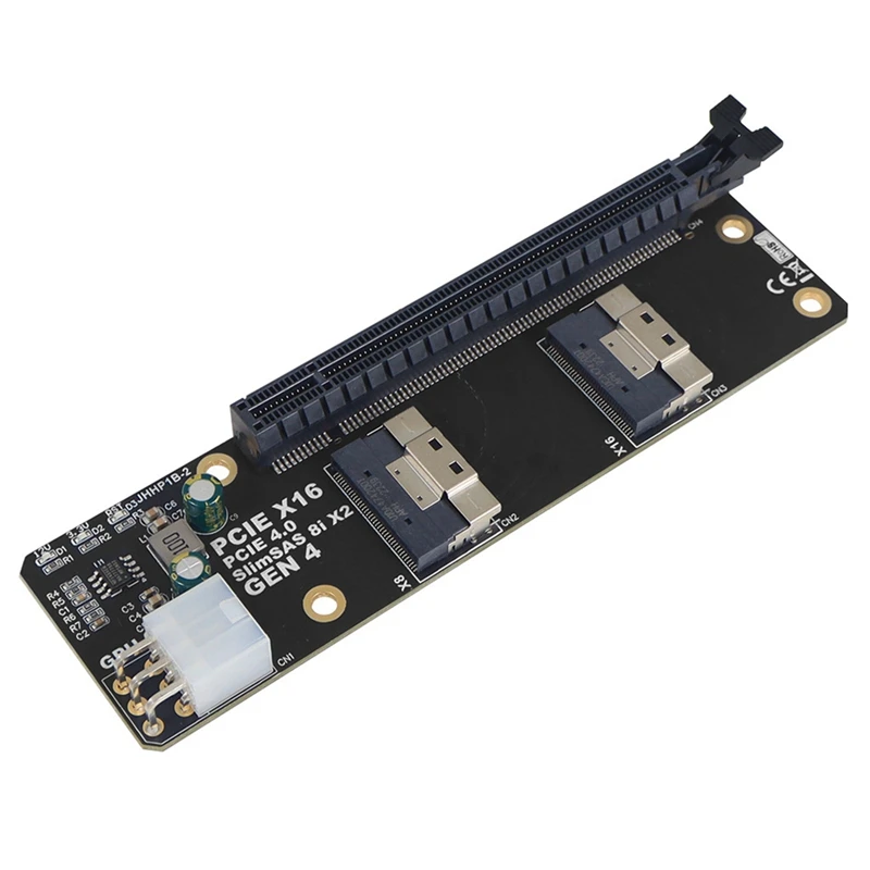 Top-2 In 1 2 Ports Slimsas 8I X2 To PCIE 4.0 X16 GEN4 Adapter Board Card For Network Card Graphics Video Card Capture Card