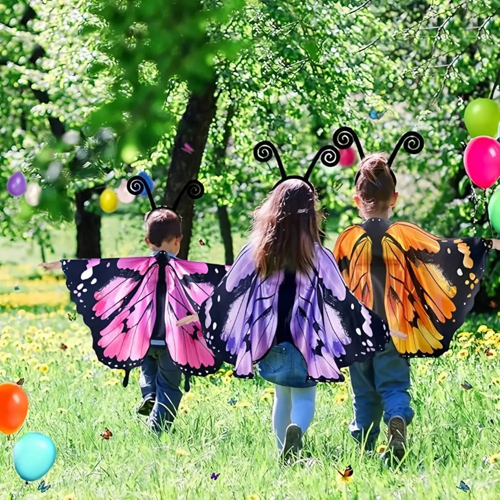 Colorful Butterfly Wing Cape Children's Small Butterfly Decoration Elegant Halloween Fairy Cape Comfortable To Wear Cosplay