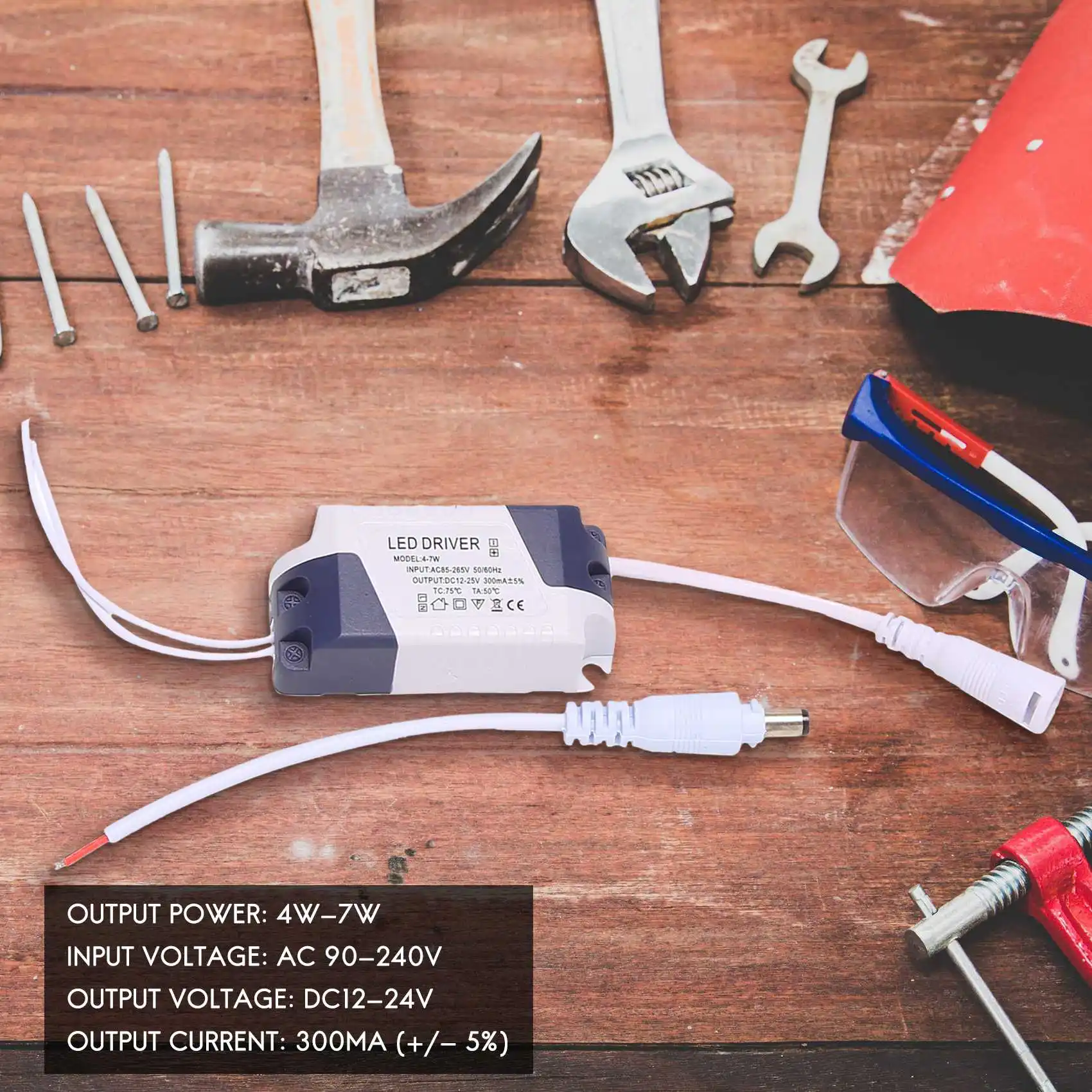 Trasformatore LED - Trasformatore costante Trasformatore di alimentazione driver LED 4-7W DC12-24V Durevole