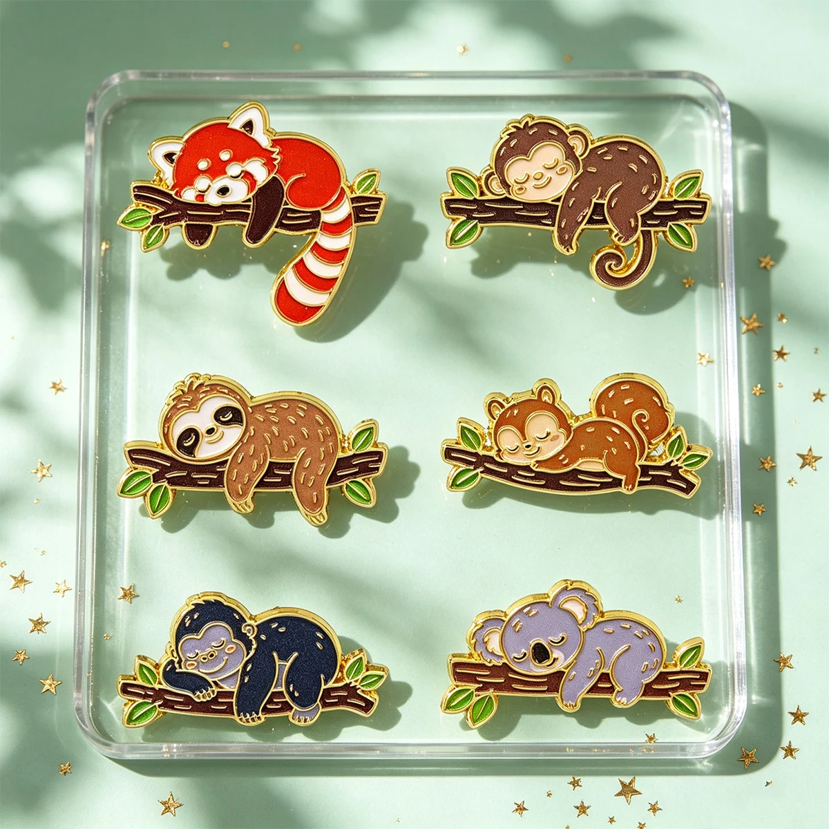 Cartoon Tree‑Resting Wildlife Enamel Pins Lapel Badge Brooch Outerwear Backpack Purse Fashion Jewelry Gift for Animal Collectors