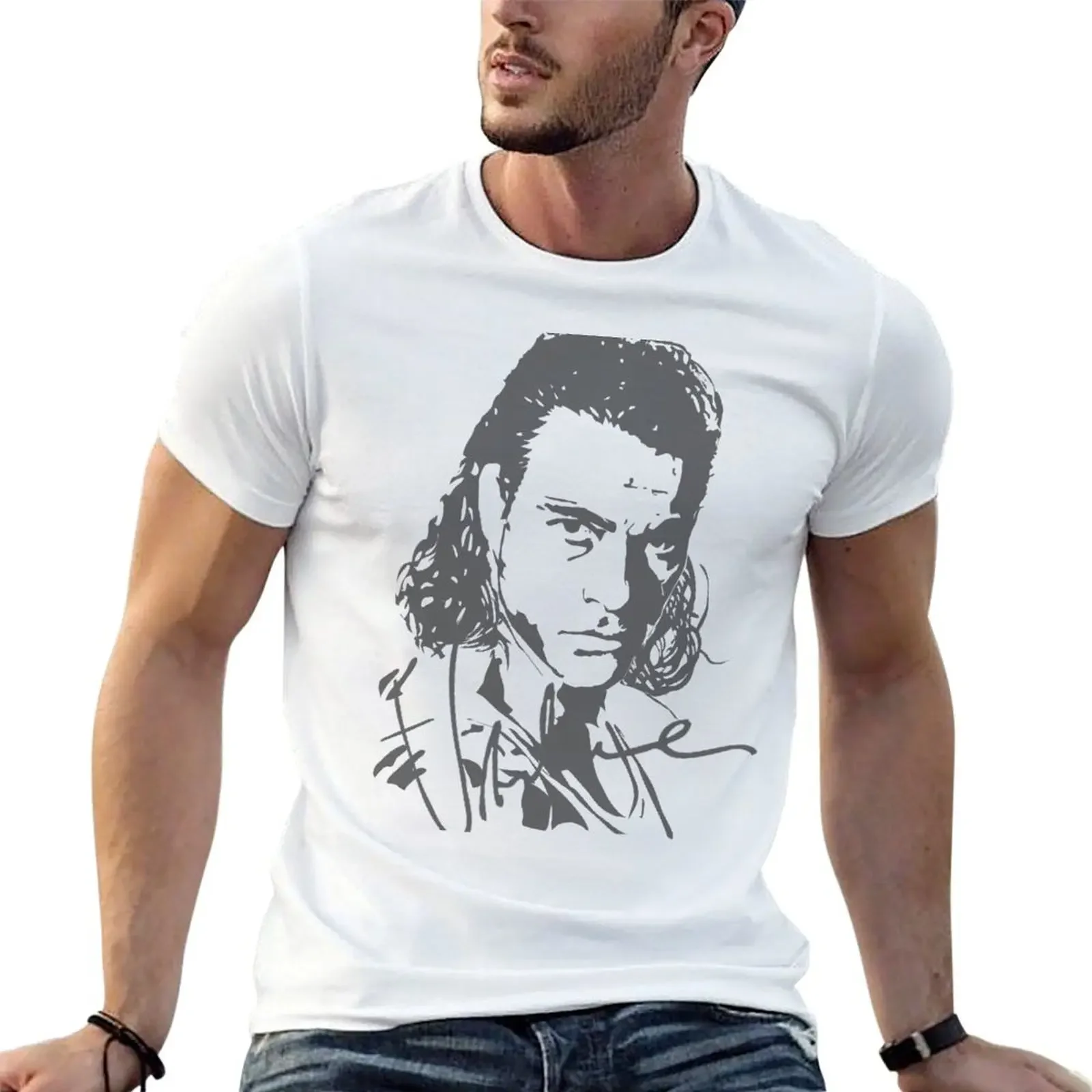 Jean-Claude Van Damme Ink Portrait T-Shirt summer tops graphic tee shirt man t shirt oversized t shirt workout shirts for men