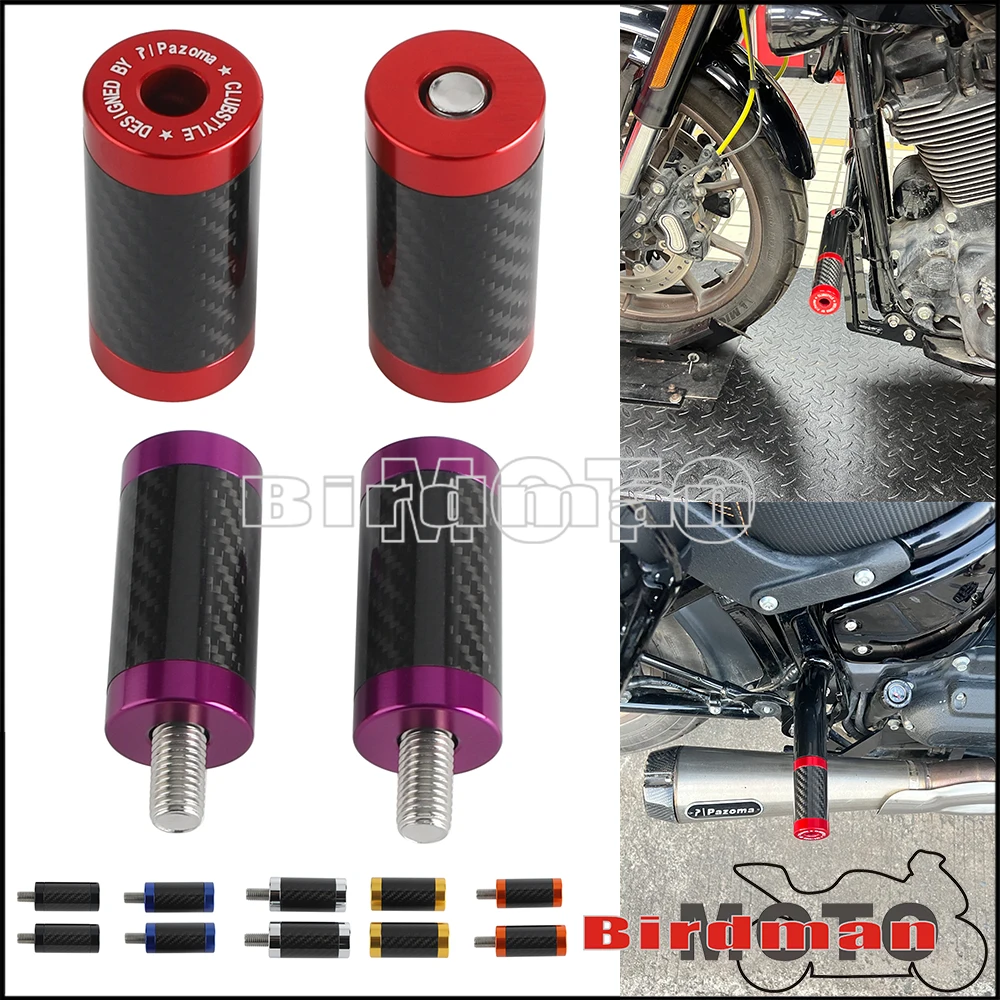 For Harley Highway Peg Crash Bar Multi Color Optional 1 Pair Crash Bar Slider Billet Slider End Aluminum Carbon Fiber 1 1/4 Inch