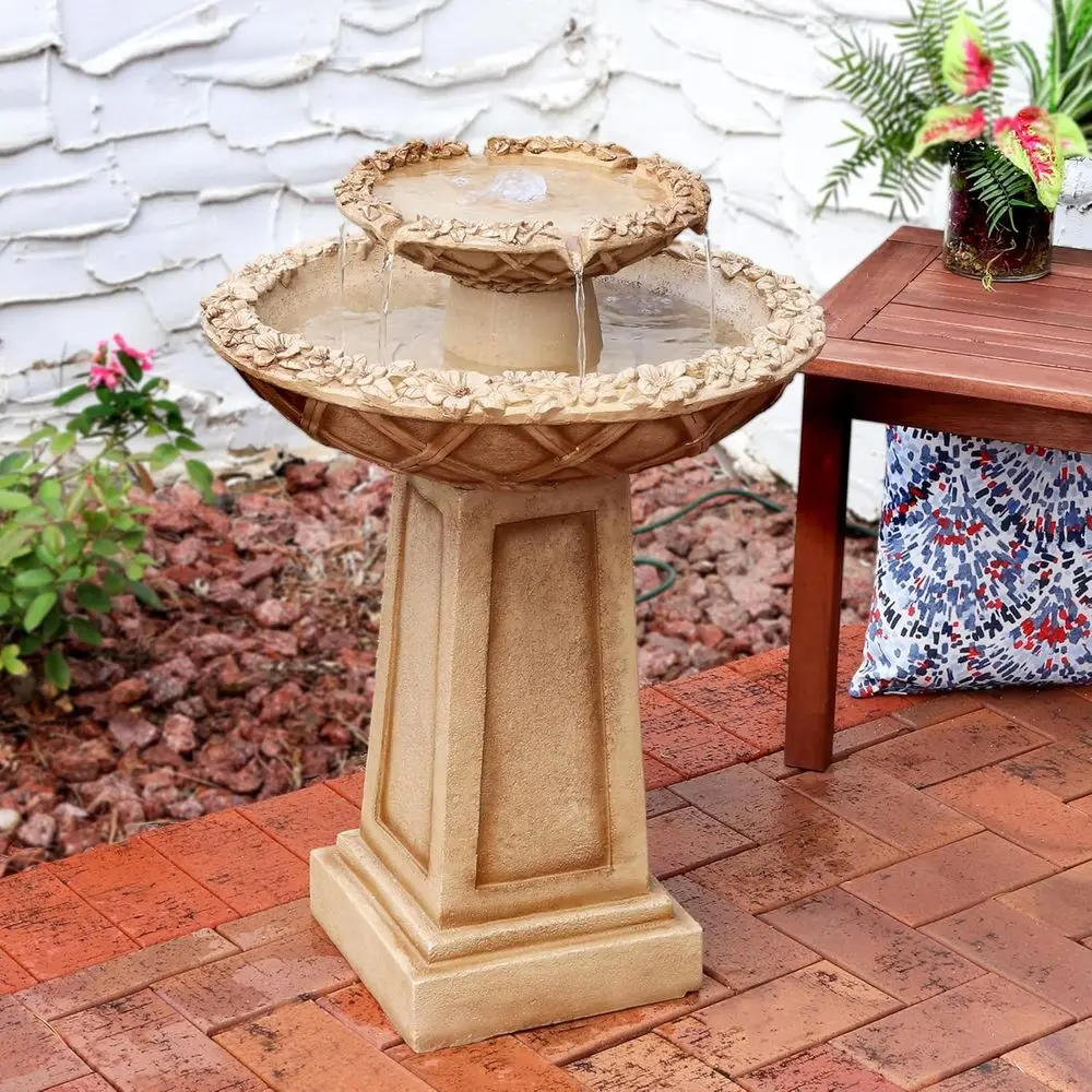 Beveled lower 28-Inch 2-Tier Outdoor Water ountain - Backyard Water eature & Bird Bath or Patio, Yard or Deck - view 4