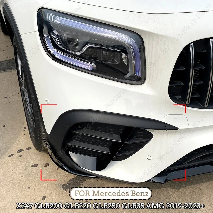 Car Front Bumper Side Splitter Lip Wind Knife Spoiler For Mercedes Benz GLB Class X247 GLB200 GLB220 GLB250 GLB35 AMG 2019-2023+