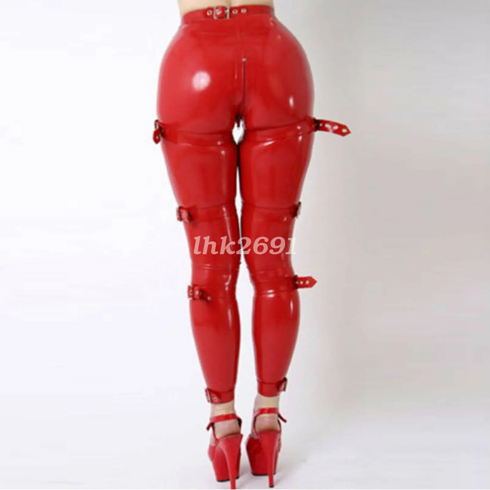 Comfortable 100%Rubber Latex Rot Pants Damen Sexy Hosen With Bondage S-XXL