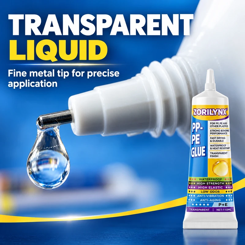 PP and PE Plastic Repair Glue Clear Liquid Bonding Adhesive for Plastic Tank Pipe Crack Mending Sealant 110ml - ZORILYNX