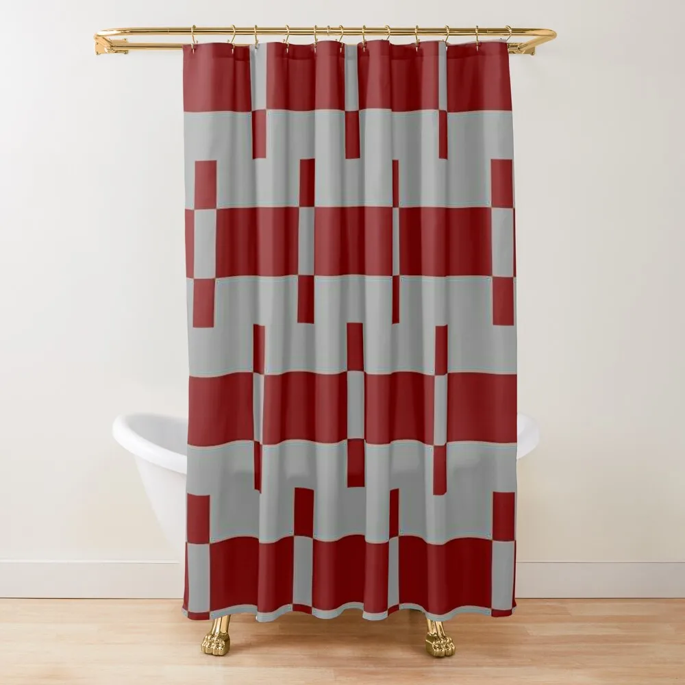 

Red and Grey Abstract Pattern Shower Curtain Bathroom Box Washable Waterproof Fabric Shower For Bathrooms Curtain