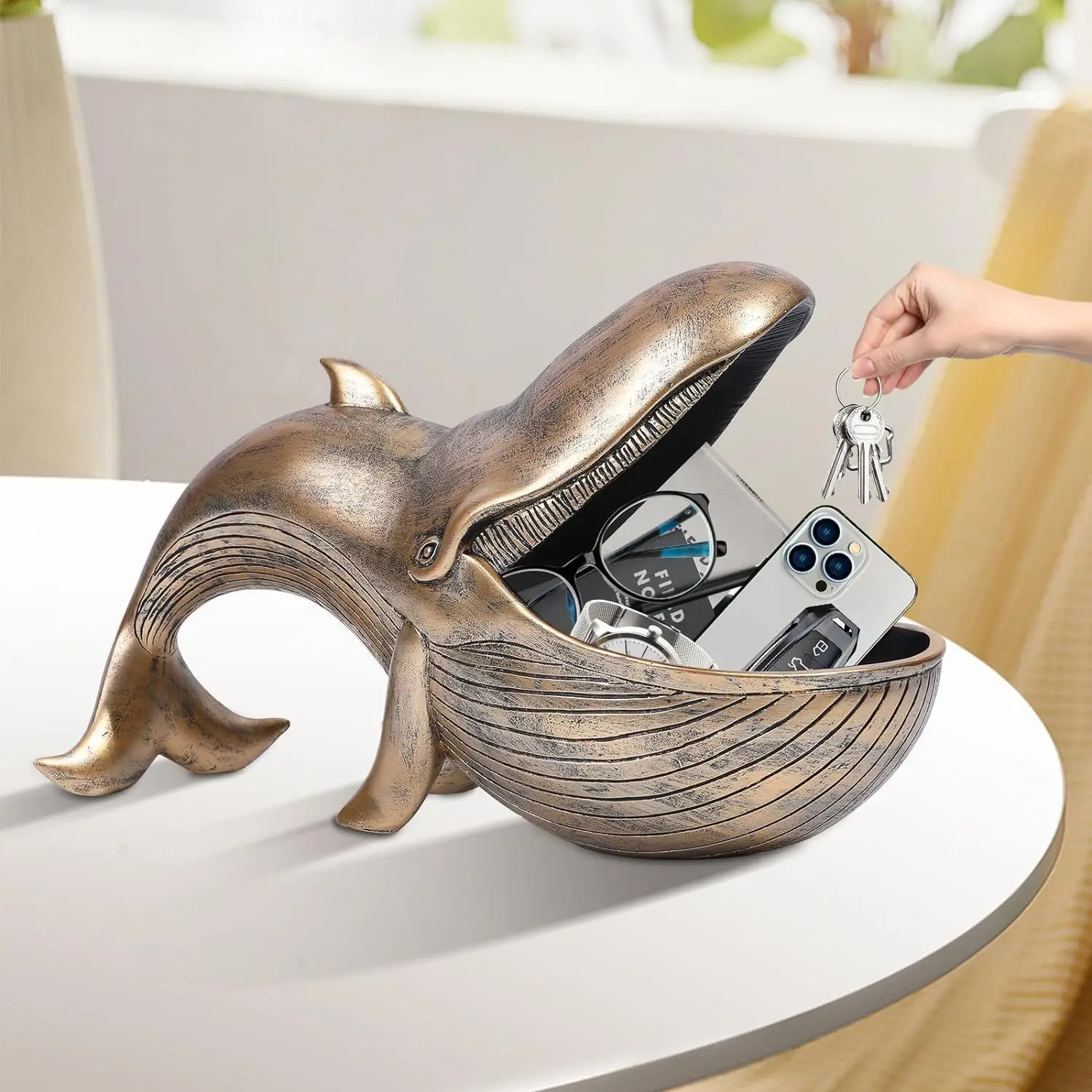 Whale Statue Funny Candy Plate Home Decoration Console Tables Key Bowl Big Mouth Container Storage Box