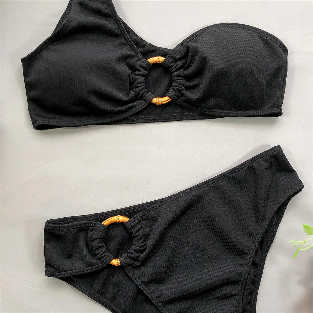 Sexy One-Shoulder-Bikini, Damen-Badeanzug, zweiteiliges Bikini-Set, asymmetrischer Badeanzug, Badebekleidung, Modell V2171 – Detail 9