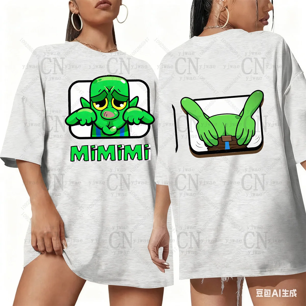 

Goblin Cry/Boohoo Emote T-Shirt Women'S Fun High Quality Two Sided Graphic Cotton T-Shirt O-Neck Comfortable Women's T-Shirts