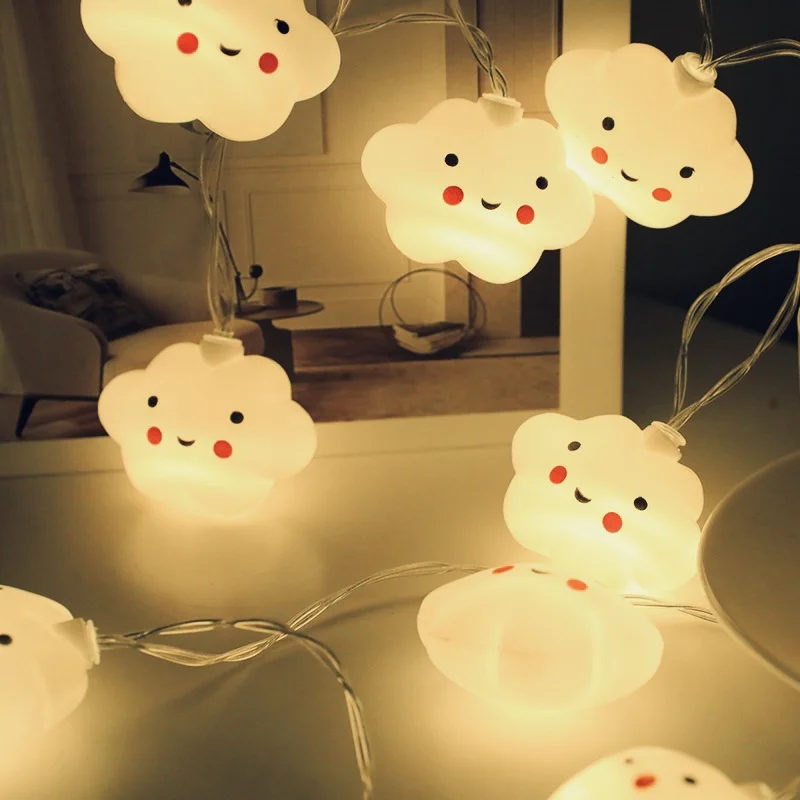 الكرتون ابتسامة سحابة LED ضوء سلسلة سلسلة الجنية ضوء بطارية للأطفال غرفة الديكور داخلي حفل زفاف الديكور