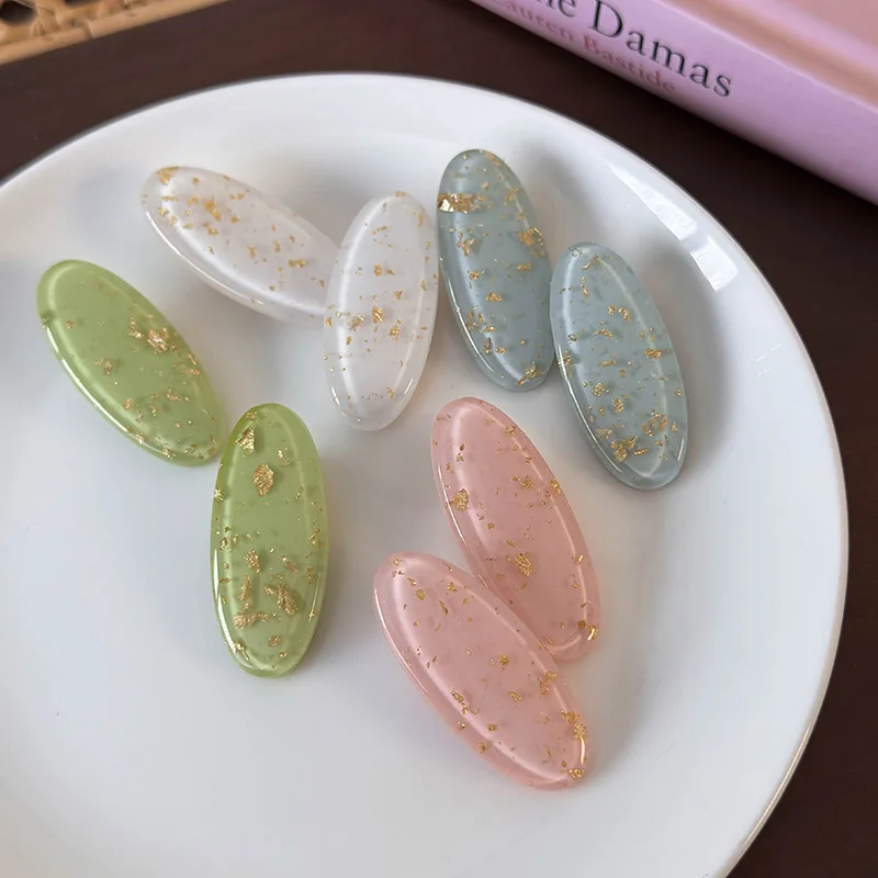 2024 New Trend Resin Oval Duckbill Clip Campus Gathering Creative Simple Hair Clip Women's Elegant Hair Accessories Wholesale